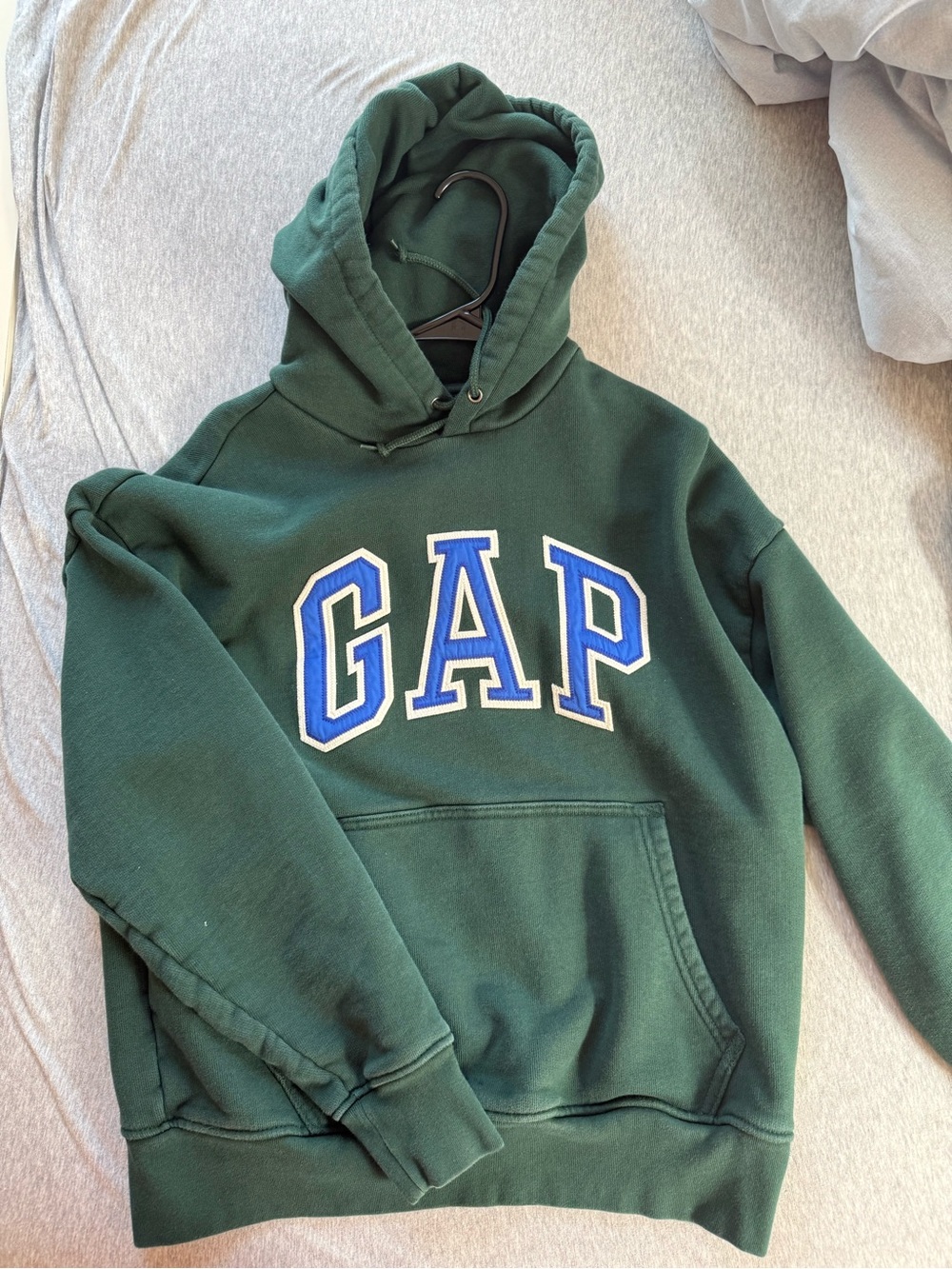 GAP Forest Green Hoodie with Blue Lettering